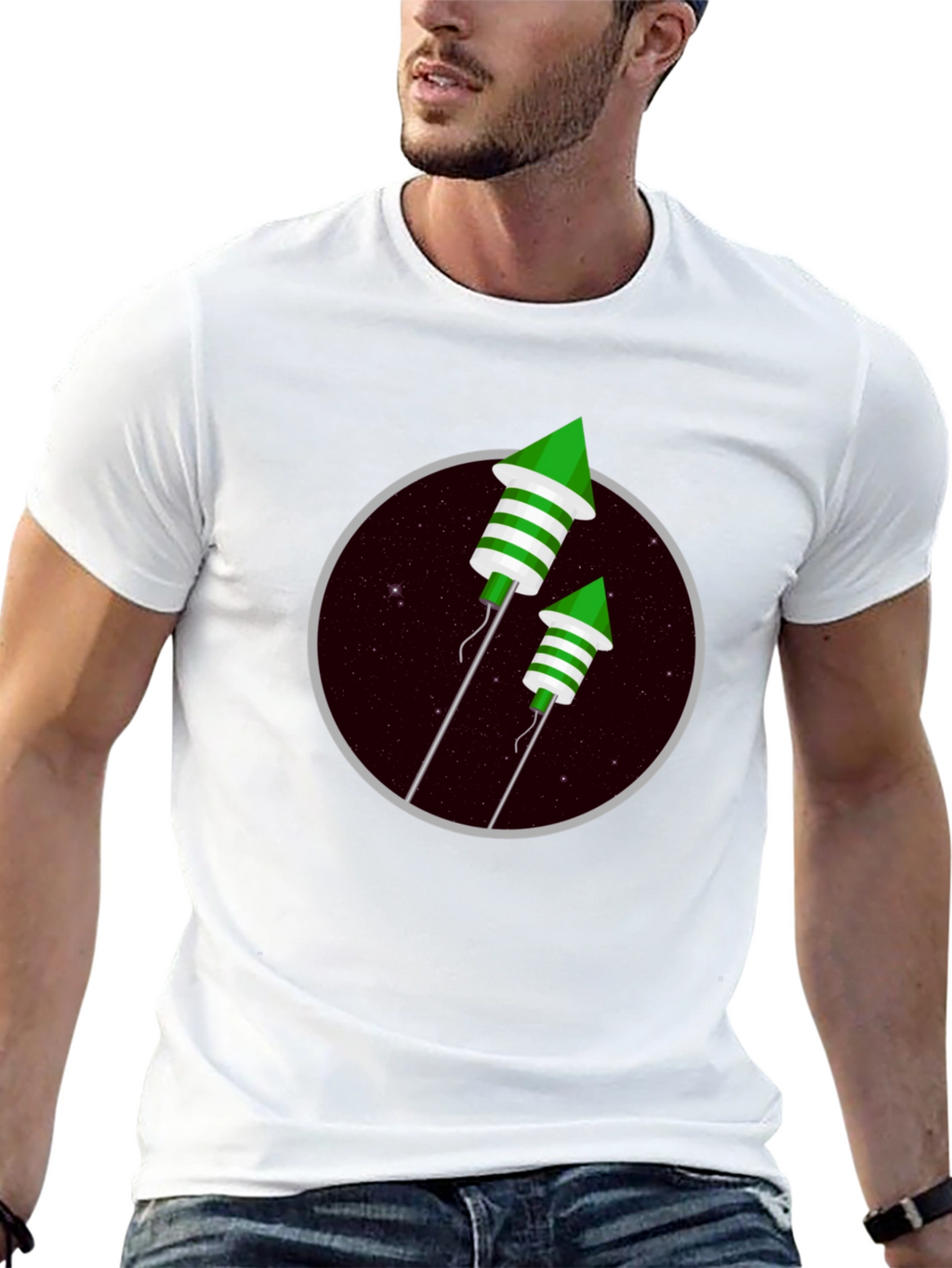 Green Fireworks T-Shirt - Festive Design