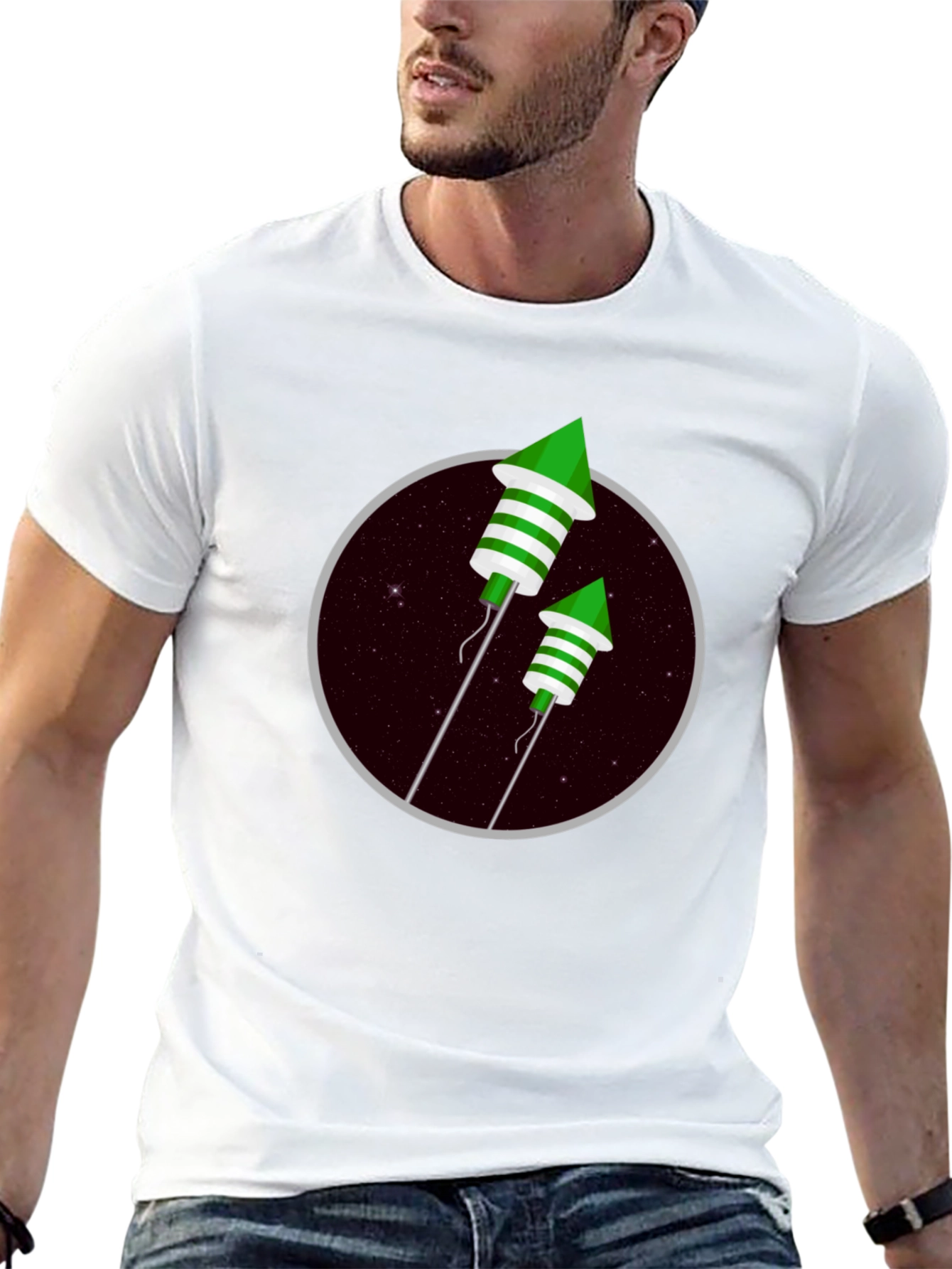 Green Fireworks T-Shirt - Festive Design