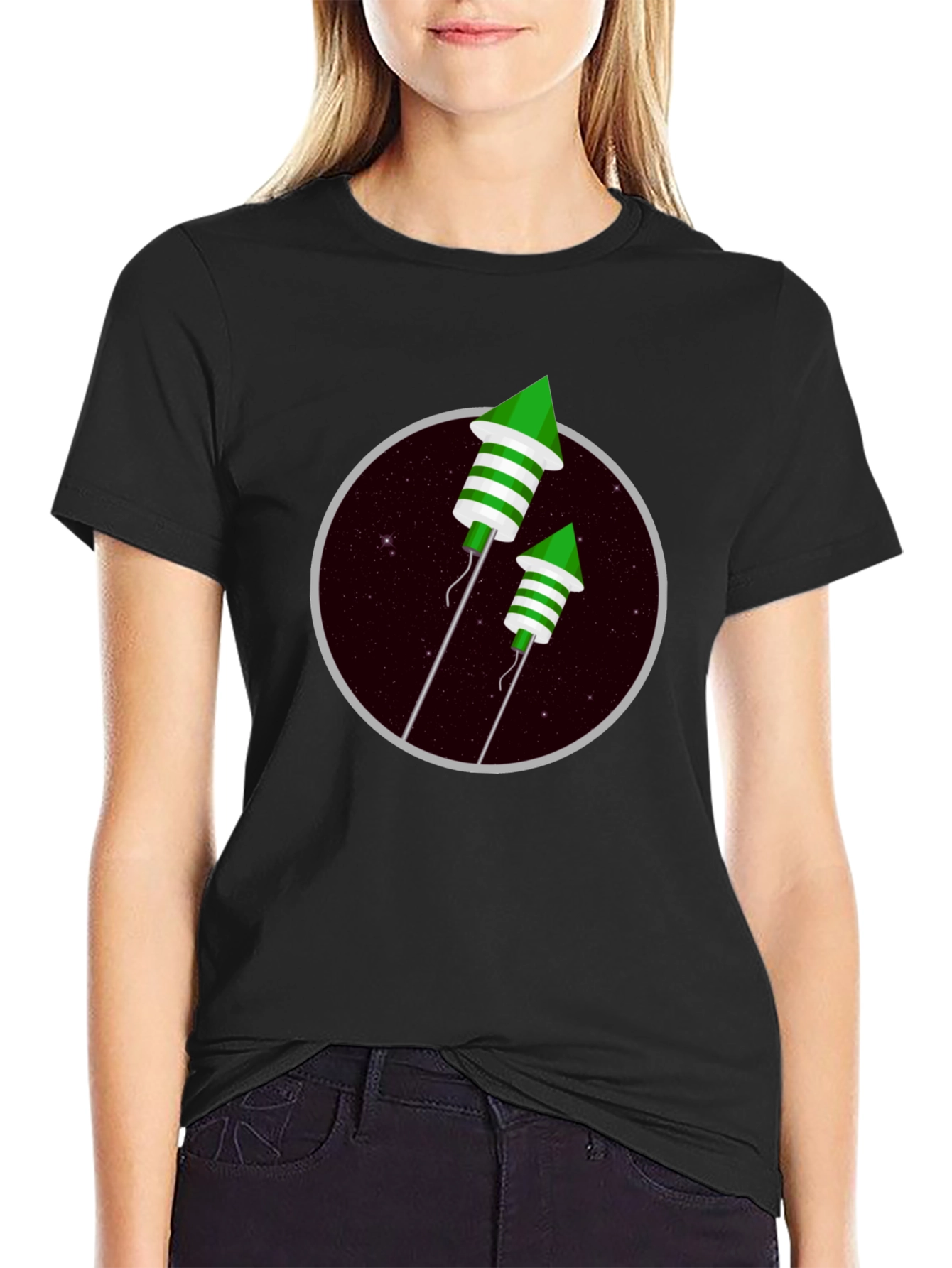 Green Fireworks T-Shirt - Festive Design