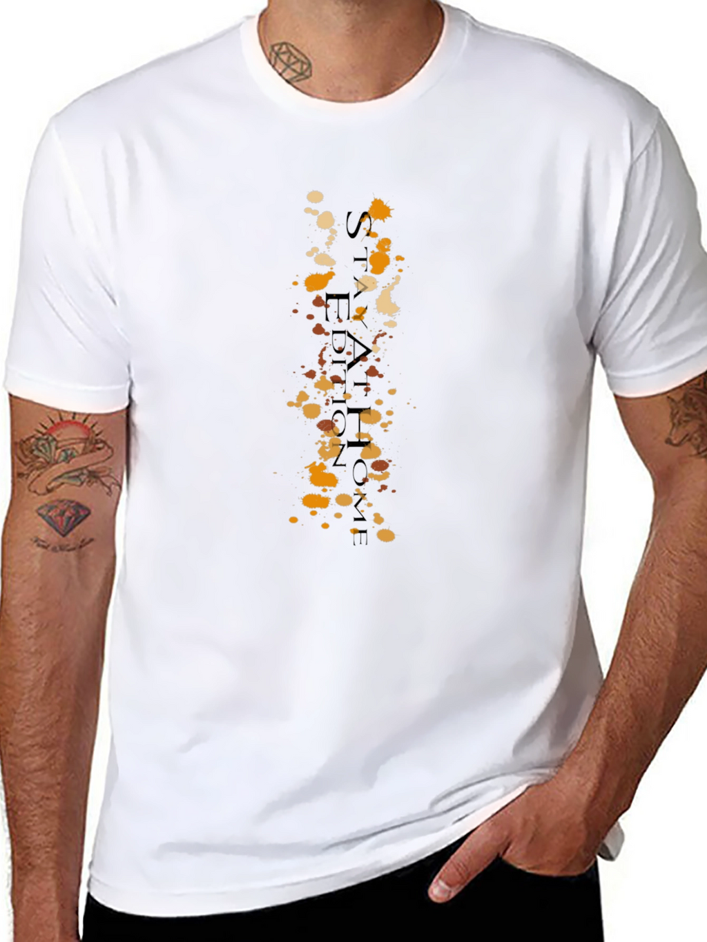 Mens Black T-Shirt with Splatter Design