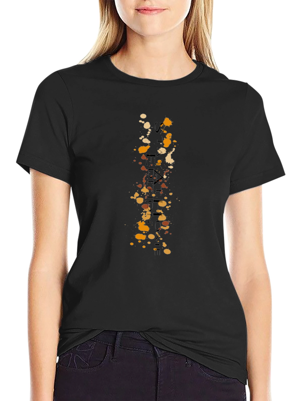 Mens Black T-Shirt with Splatter Design