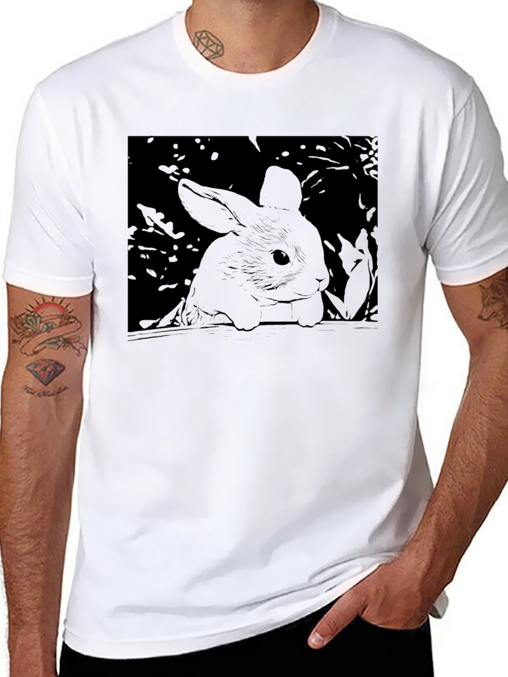 Rabbit Graphic T-Shirt - Unisex Black Tee