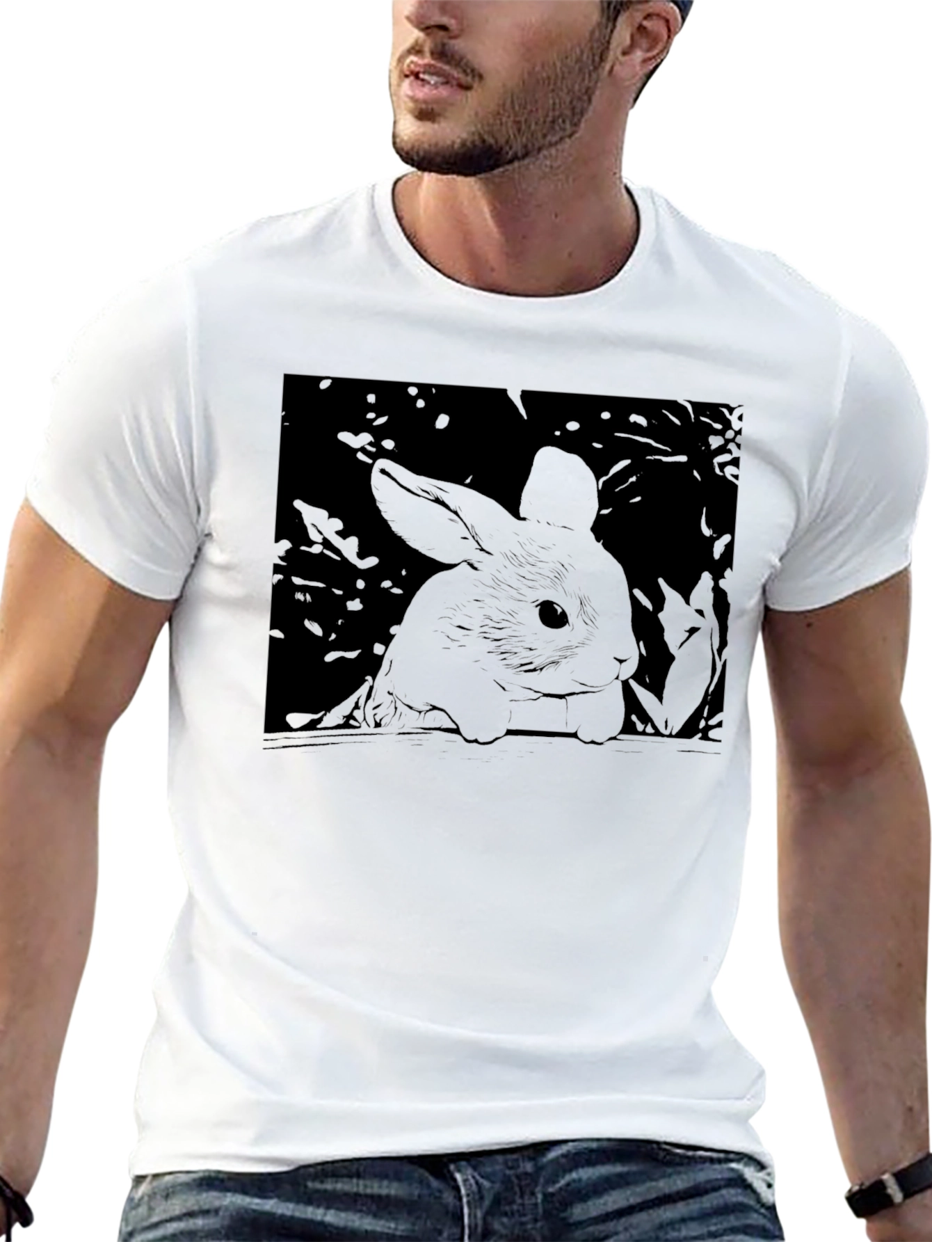 Rabbit Graphic T-Shirt - Unisex Black Tee