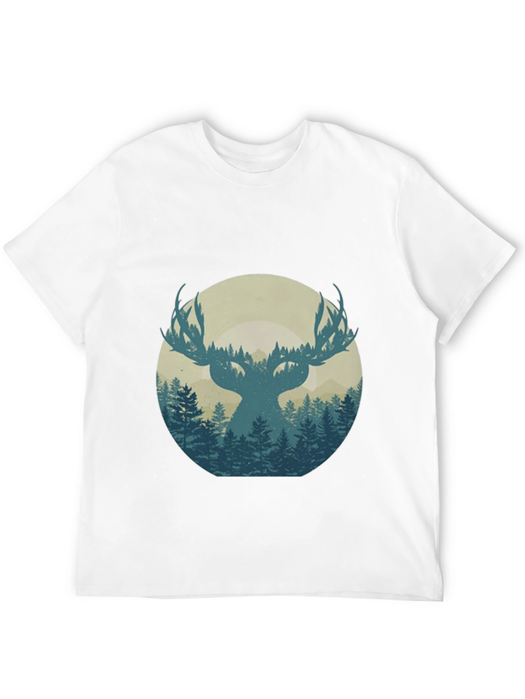 Nature Deer Silhouette Graphic Tee - Mens Black T-Shirt