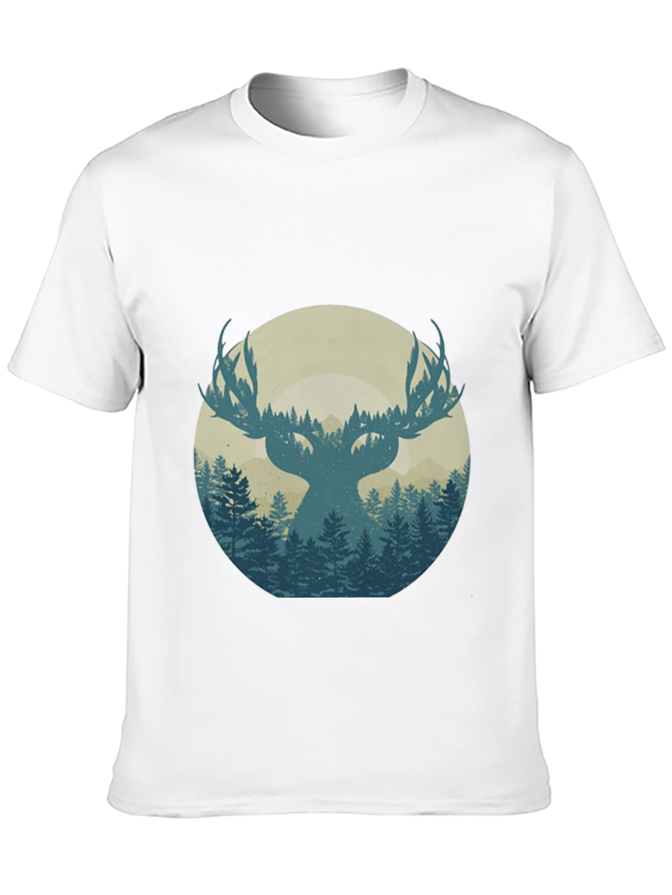 Nature Deer Silhouette Graphic Tee - Mens Black T-Shirt