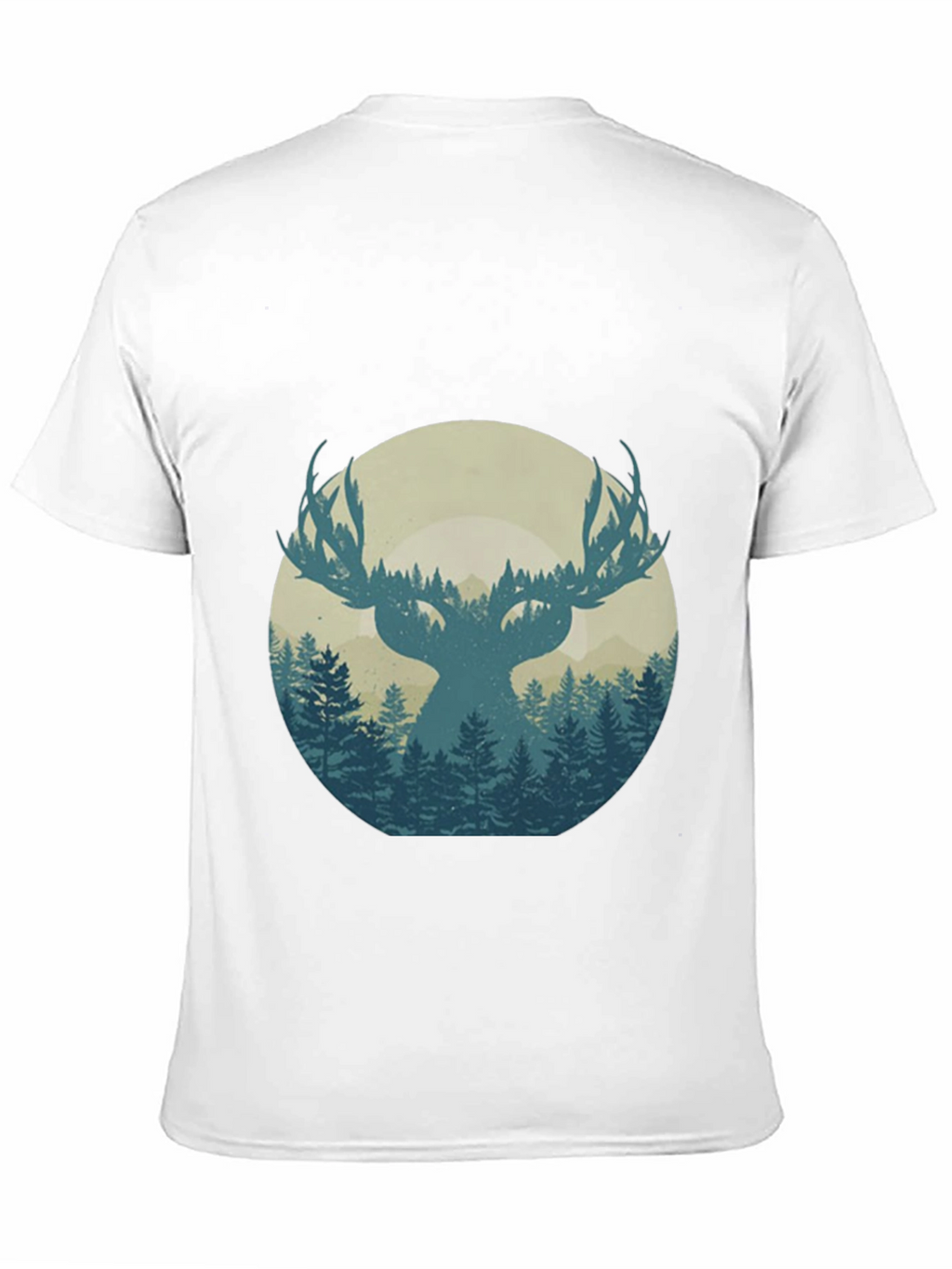 Nature Deer Silhouette Graphic Tee - Mens Black T-Shirt