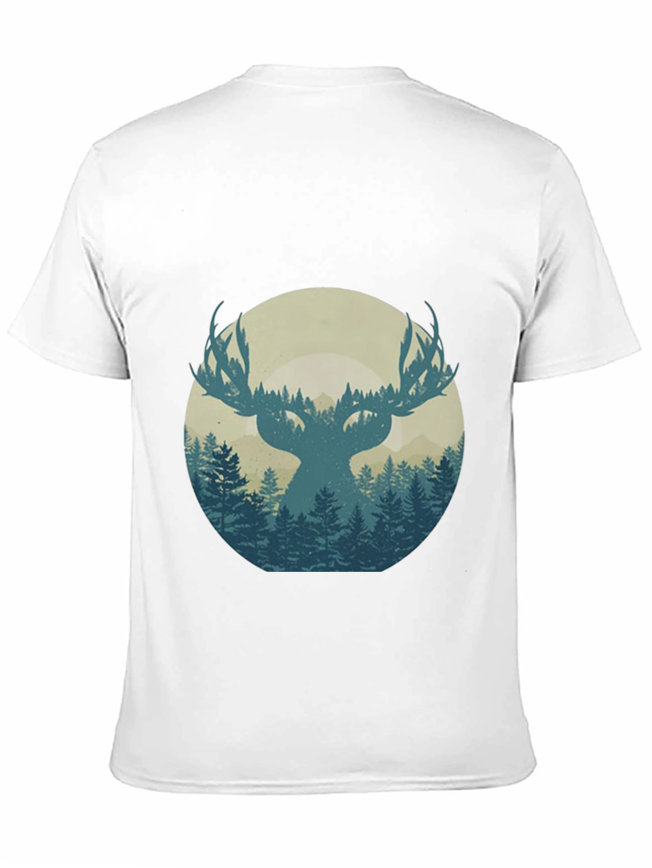 Nature Deer Silhouette Graphic Tee - Mens Black T-Shirt