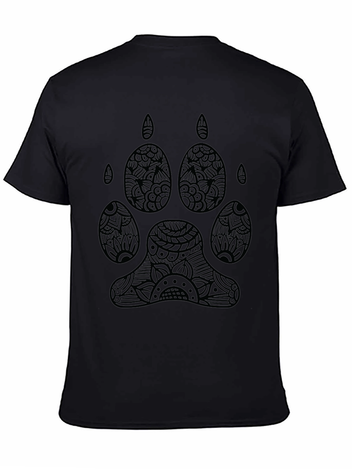 Abstract Paw Print Graphic Black T-Shirt