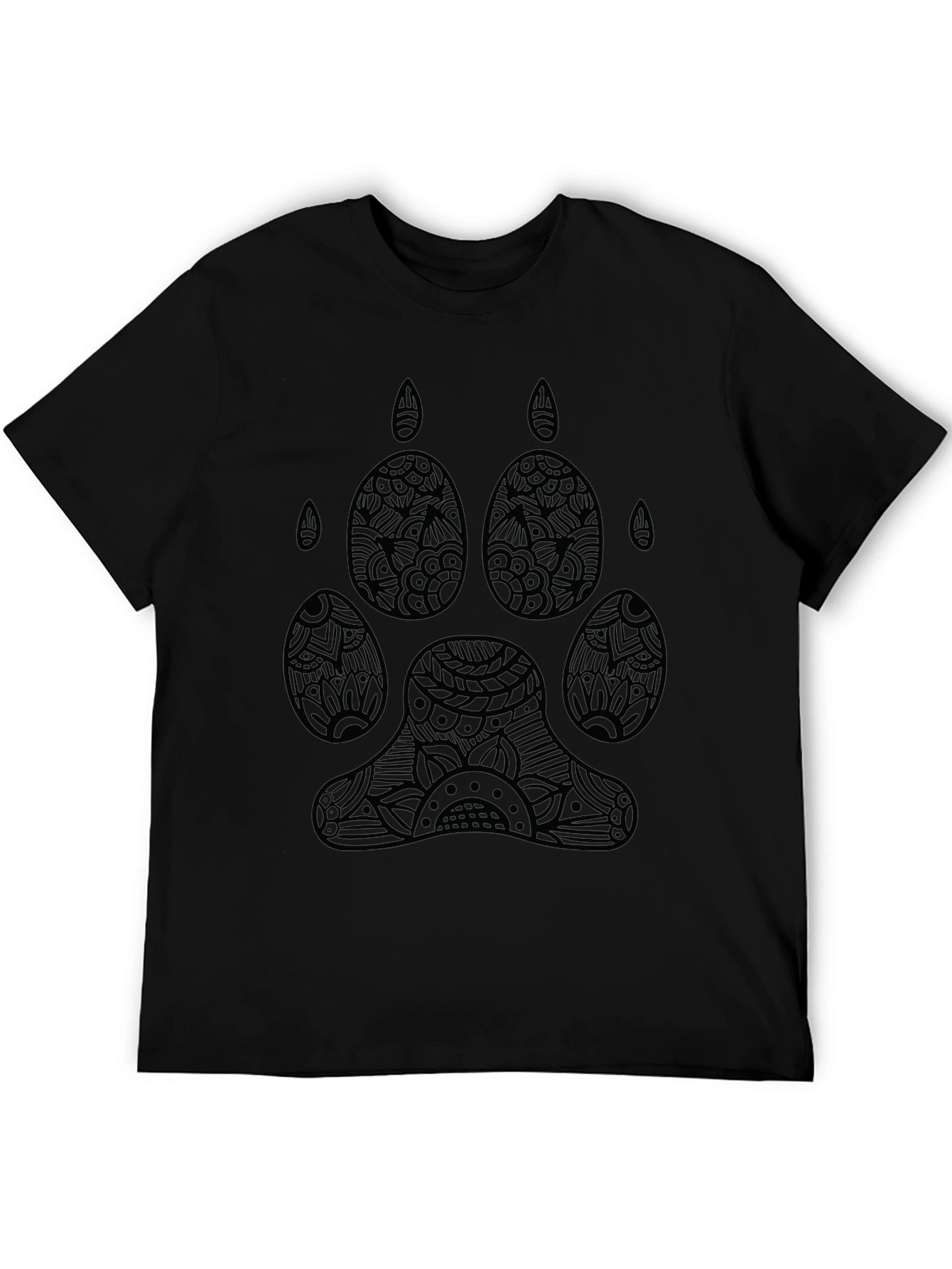 Abstract Paw Print Graphic Black T-Shirt