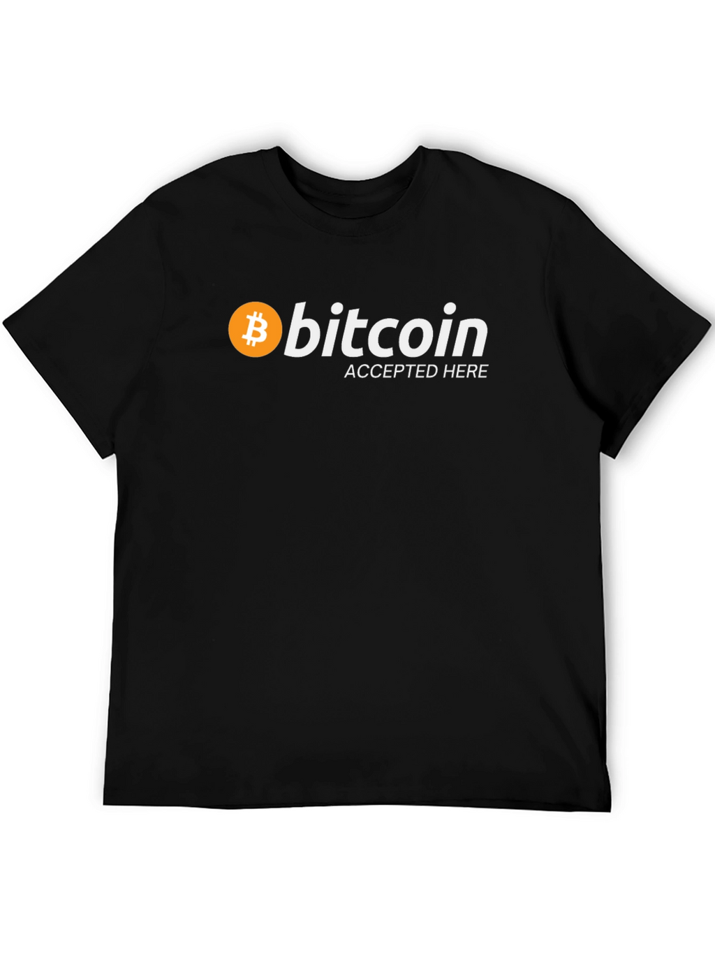 Bitcoin Accepted Here Black T-Shirt Crypto Currency Tee