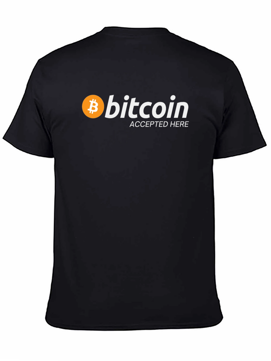 Bitcoin Accepted Here Black T-Shirt Crypto Currency Tee