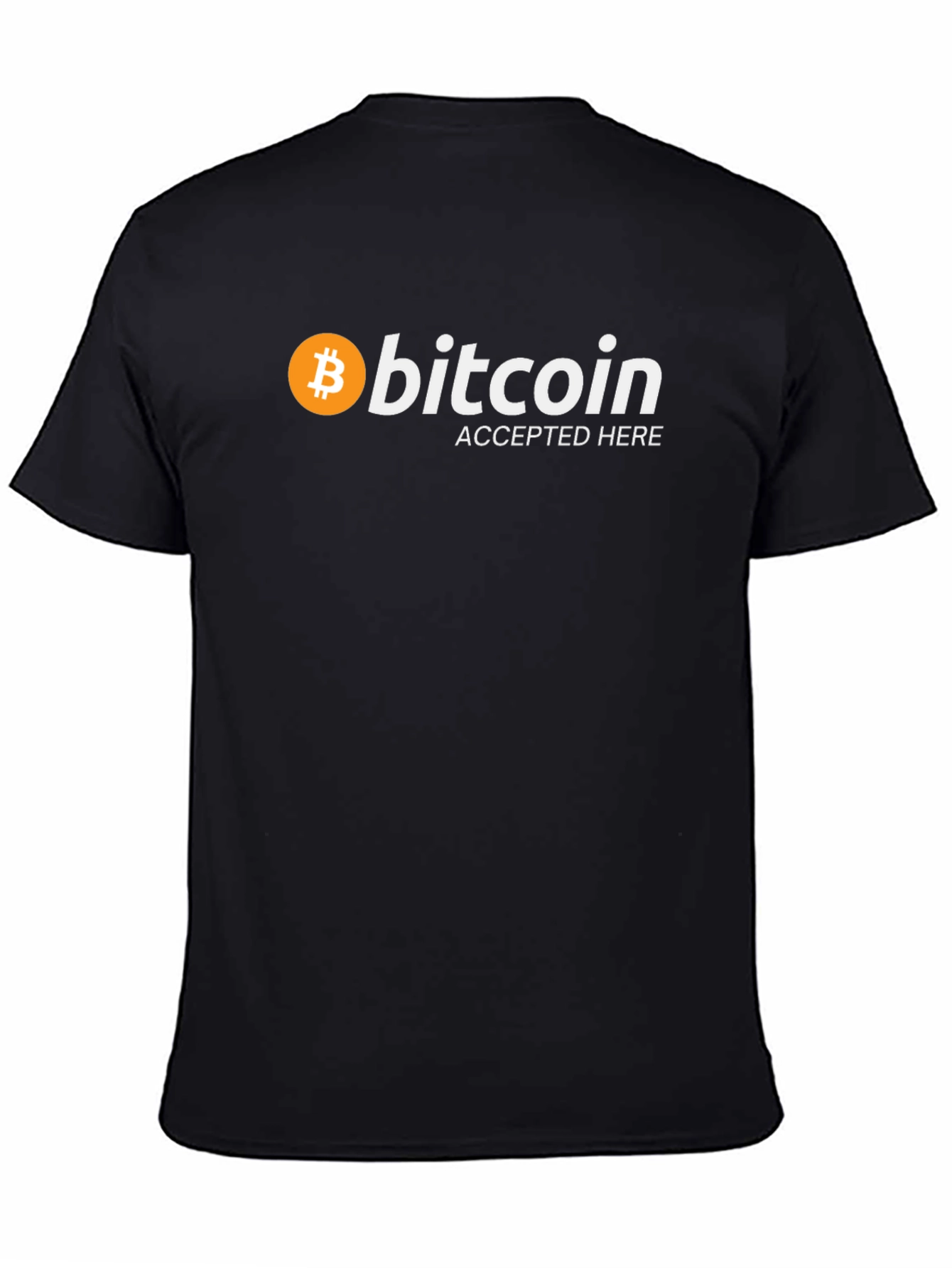 Bitcoin Accepted Here Black T-Shirt Crypto Currency Tee