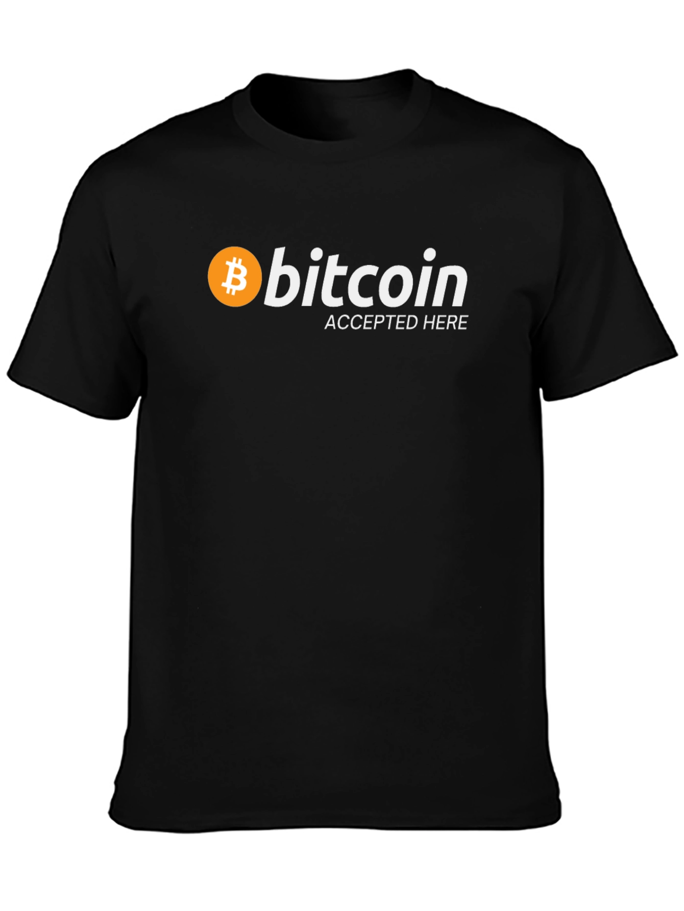 Bitcoin Accepted Here Black T-Shirt Crypto Currency Tee