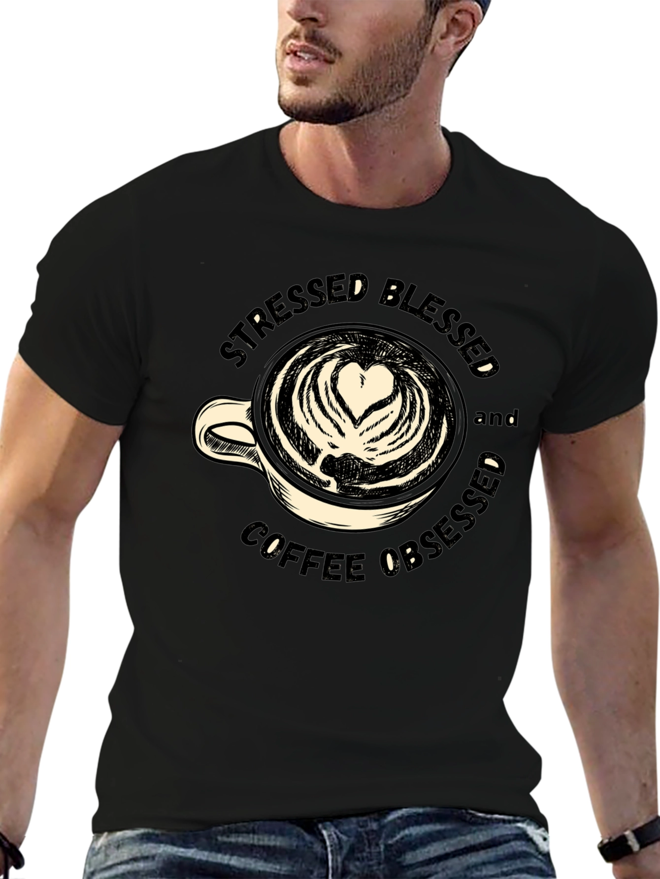 Stressed Blessed Coffee Obsessed Graphic Tee