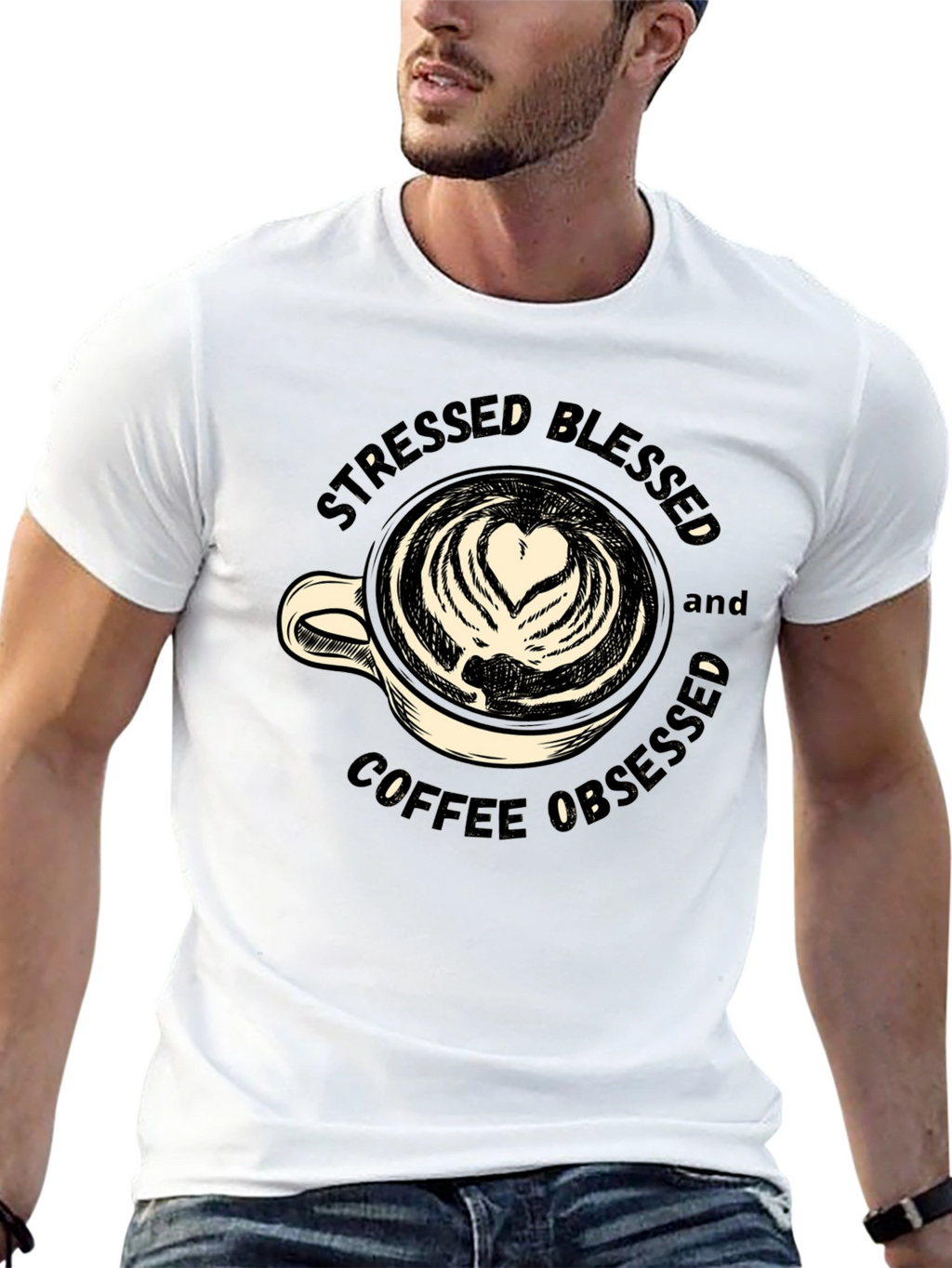 Stressed Blessed Coffee Obsessed Graphic Tee