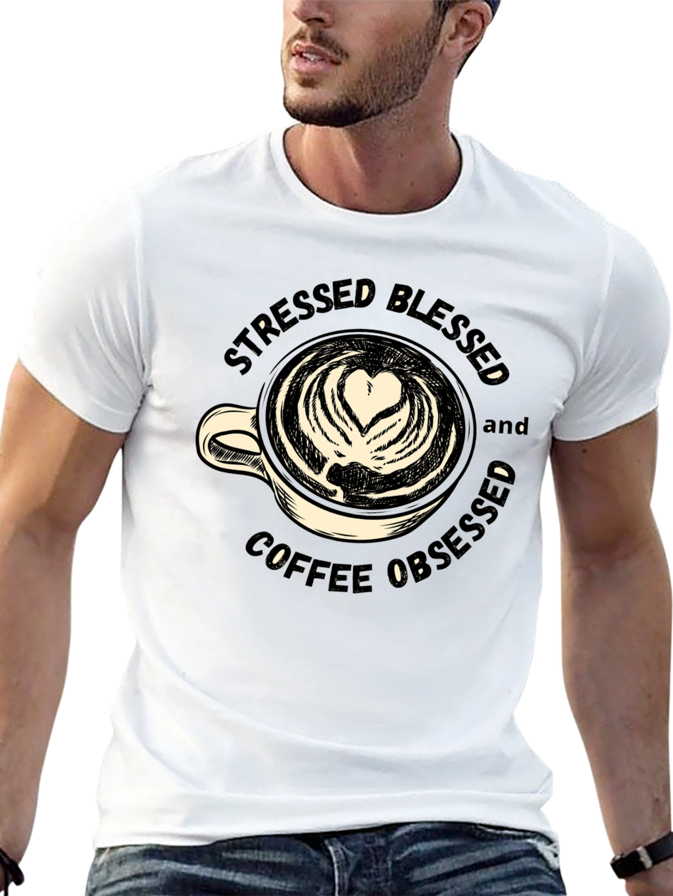 Stressed Blessed Coffee Obsessed Graphic Tee