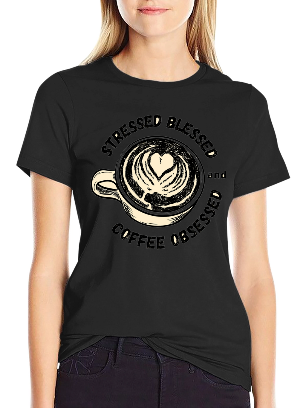 Stressed Blessed Coffee Obsessed Graphic Tee
