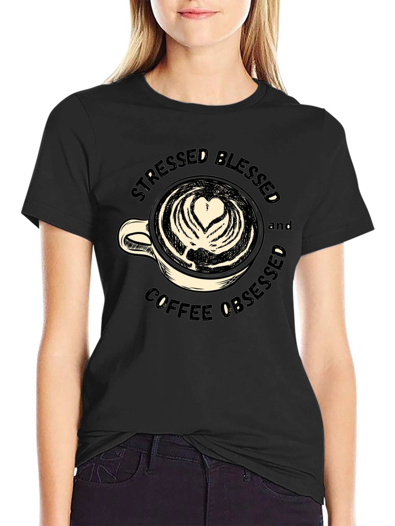 Stressed Blessed Coffee Obsessed Graphic Tee