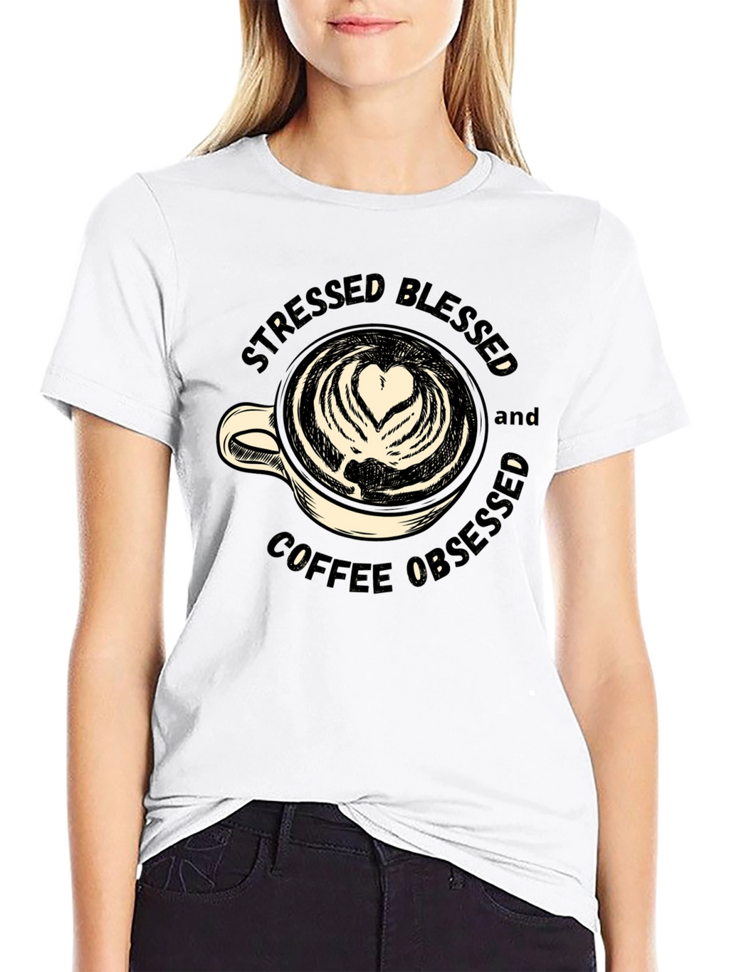 Stressed Blessed Coffee Obsessed Graphic Tee