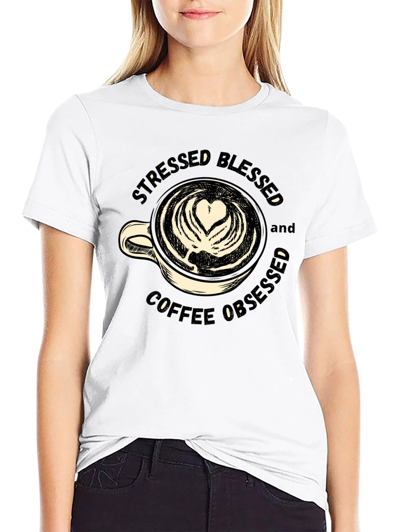 Stressed Blessed Coffee Obsessed Graphic Tee