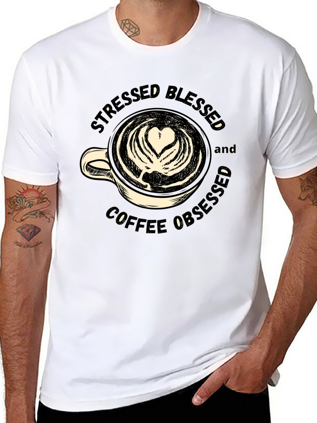 Stressed Blessed Coffee Obsessed Graphic Tee