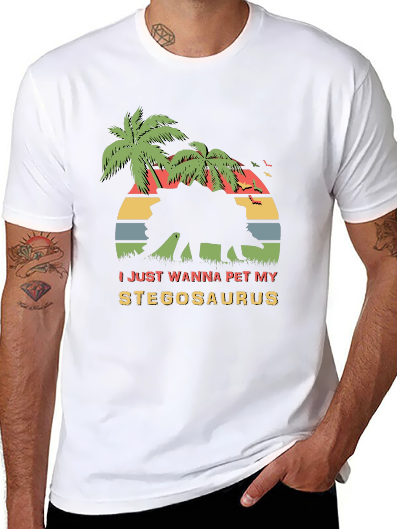 Stegosaurus Pet T-Shirt - Retro Dinosaur Lover Tee