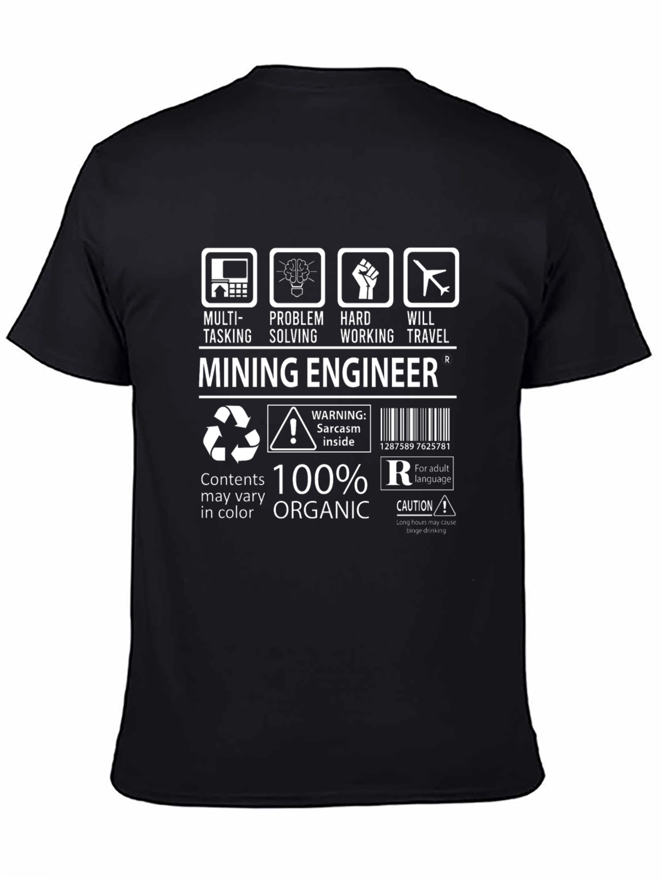Mining Engineer Graphic T-Shirt - Black