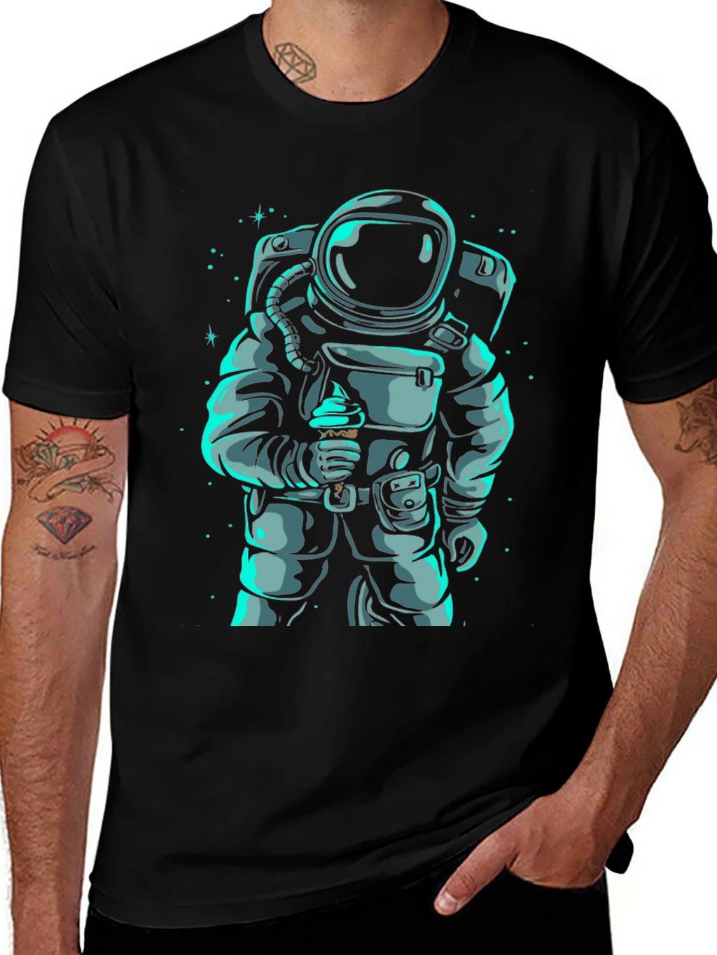 Astronaut Eating Ice Cream Graphic T-Shirt
