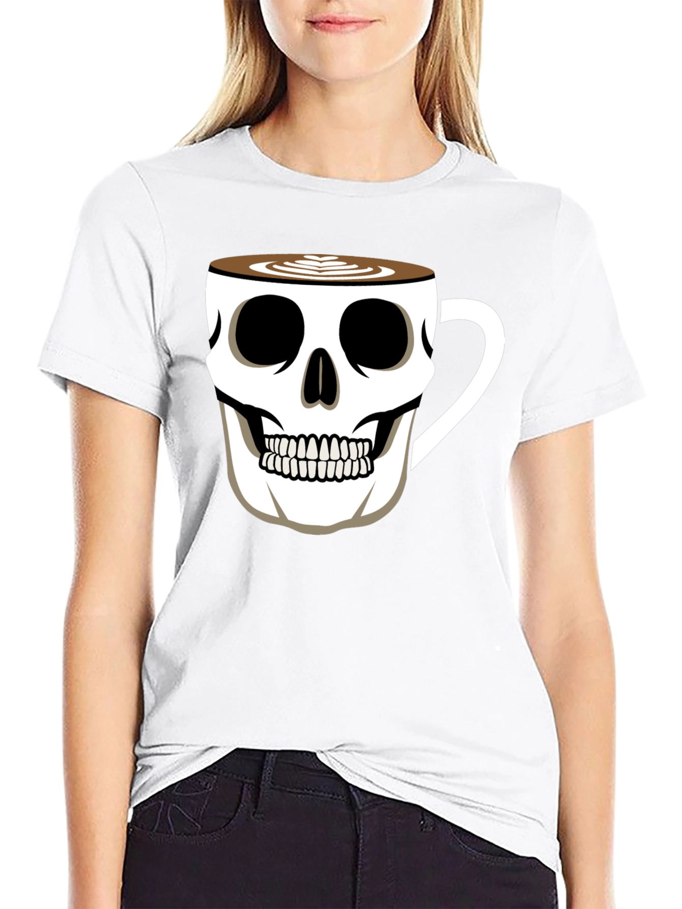 Skull Coffee Cup T-Shirt - Black Graphic Tee
