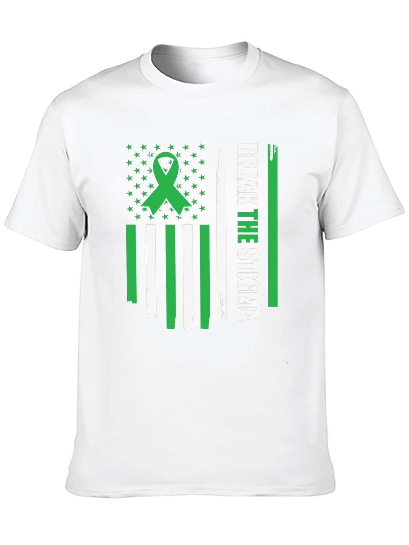 Break the Stigma Green Ribbon Mental Health Awareness T-Shirt