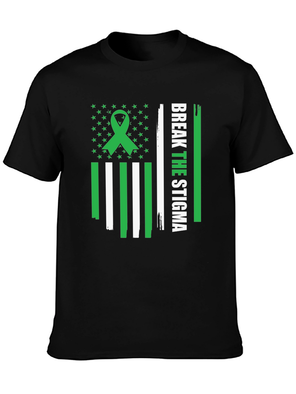 Break the Stigma Green Ribbon Mental Health Awareness T-Shirt