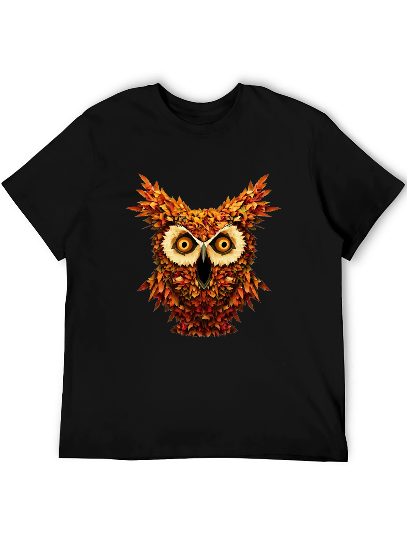 Owl Leaves Graphic T-Shirt