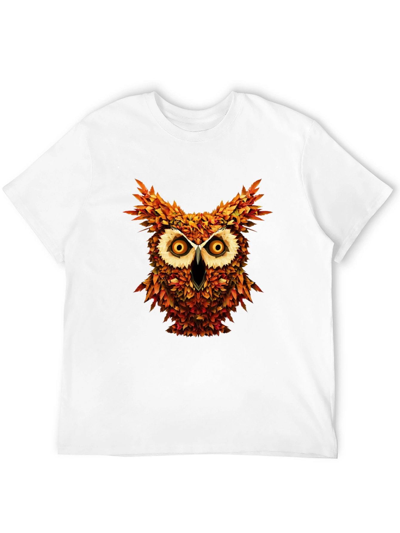 Owl Leaves Graphic T-Shirt