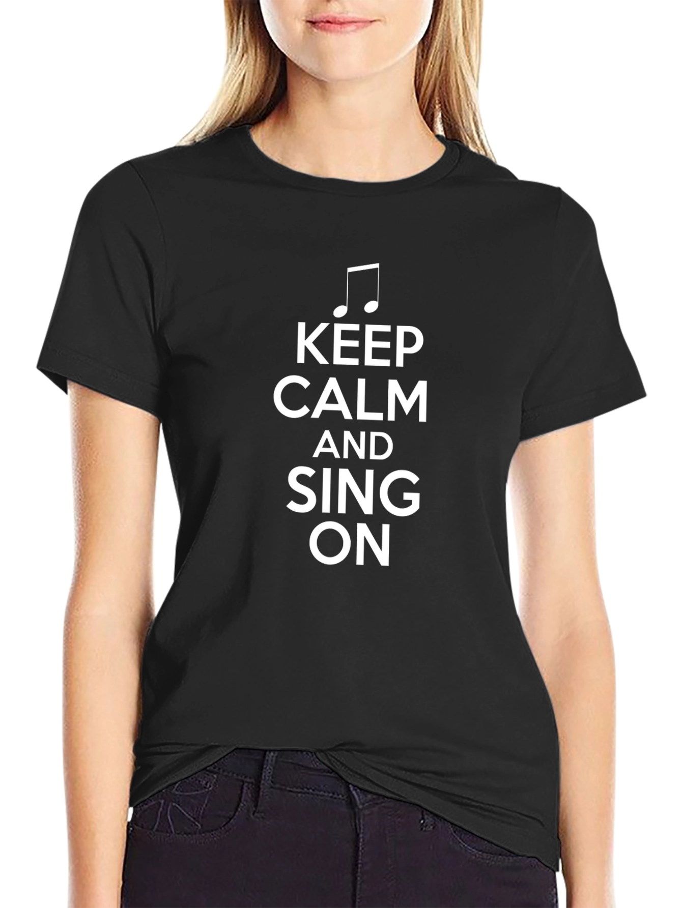Keep Calm and Sing On Black Graphic Tee