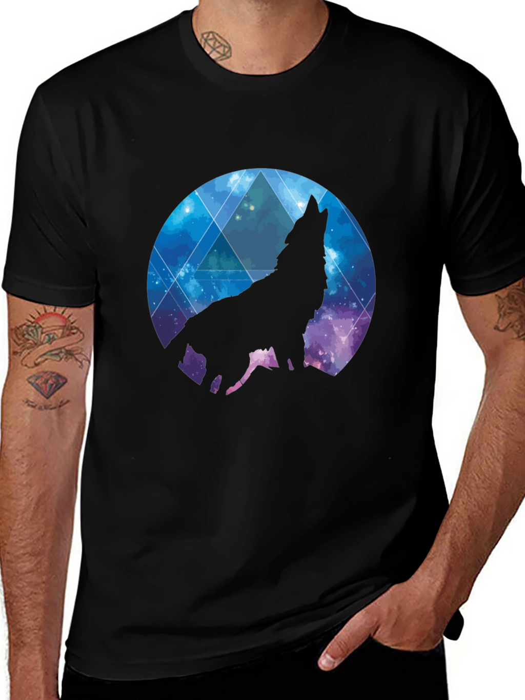 Wolf Galaxy T-Shirt - Black Cotton Tee