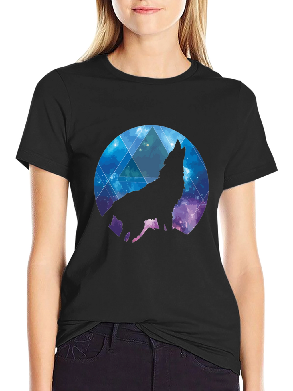 Wolf Galaxy T-Shirt - Black Cotton Tee