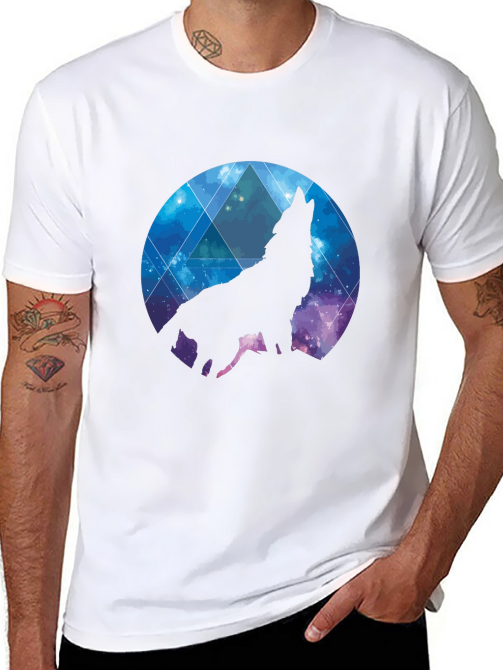 Wolf Galaxy T-Shirt - Black Cotton Tee