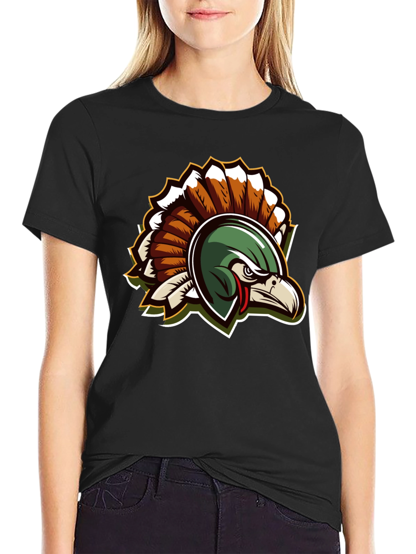Cool Black Turkey Mascot Graphic Tee