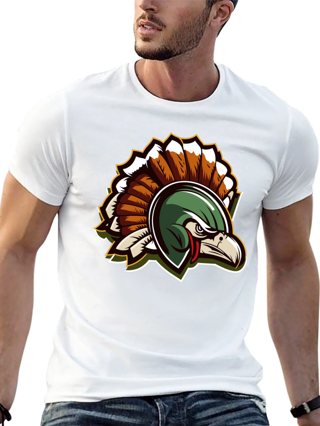 Cool Black Turkey Mascot Graphic Tee