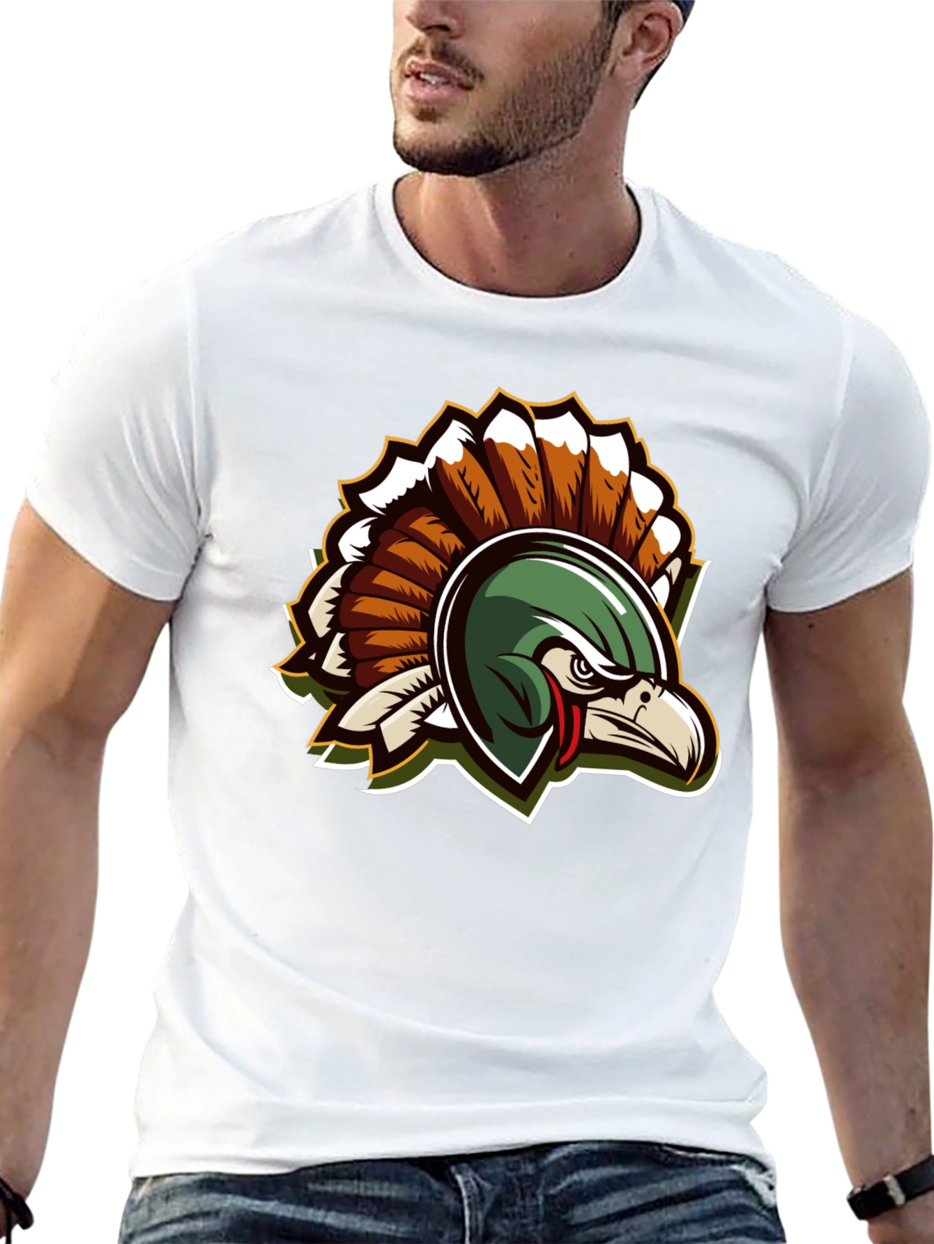 Cool Black Turkey Mascot Graphic Tee