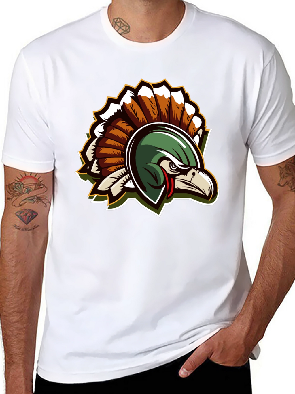 Cool Black Turkey Mascot Graphic Tee