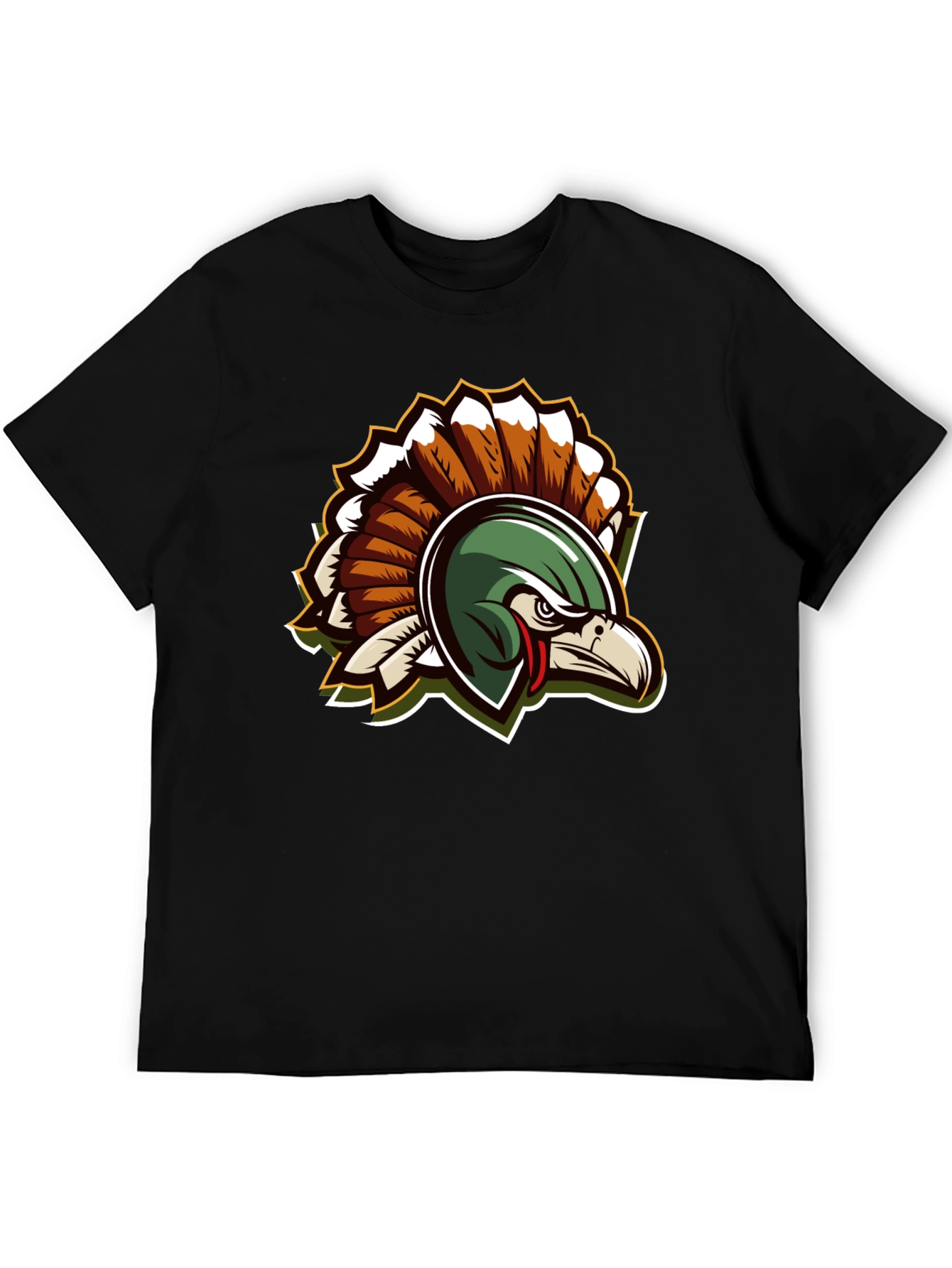 Cool Black Turkey Mascot Graphic Tee