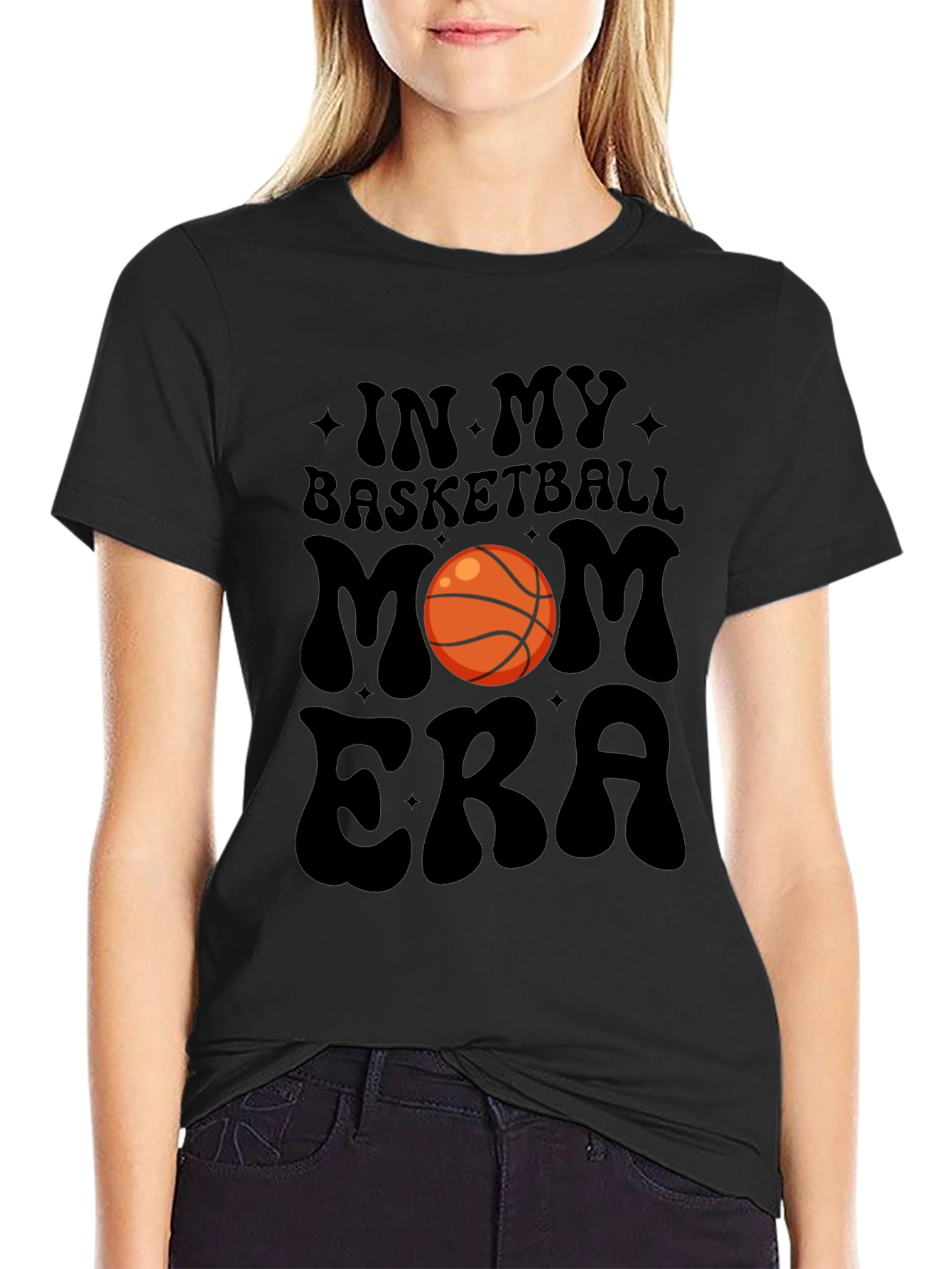 Basketball Mom Era Black Graphic Tee