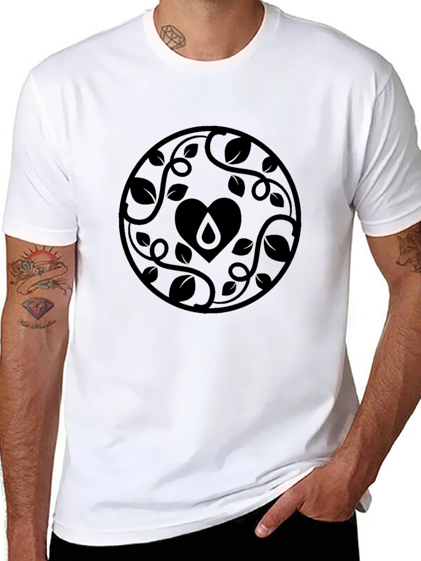 Nature Heart Graphic Black T-Shirt