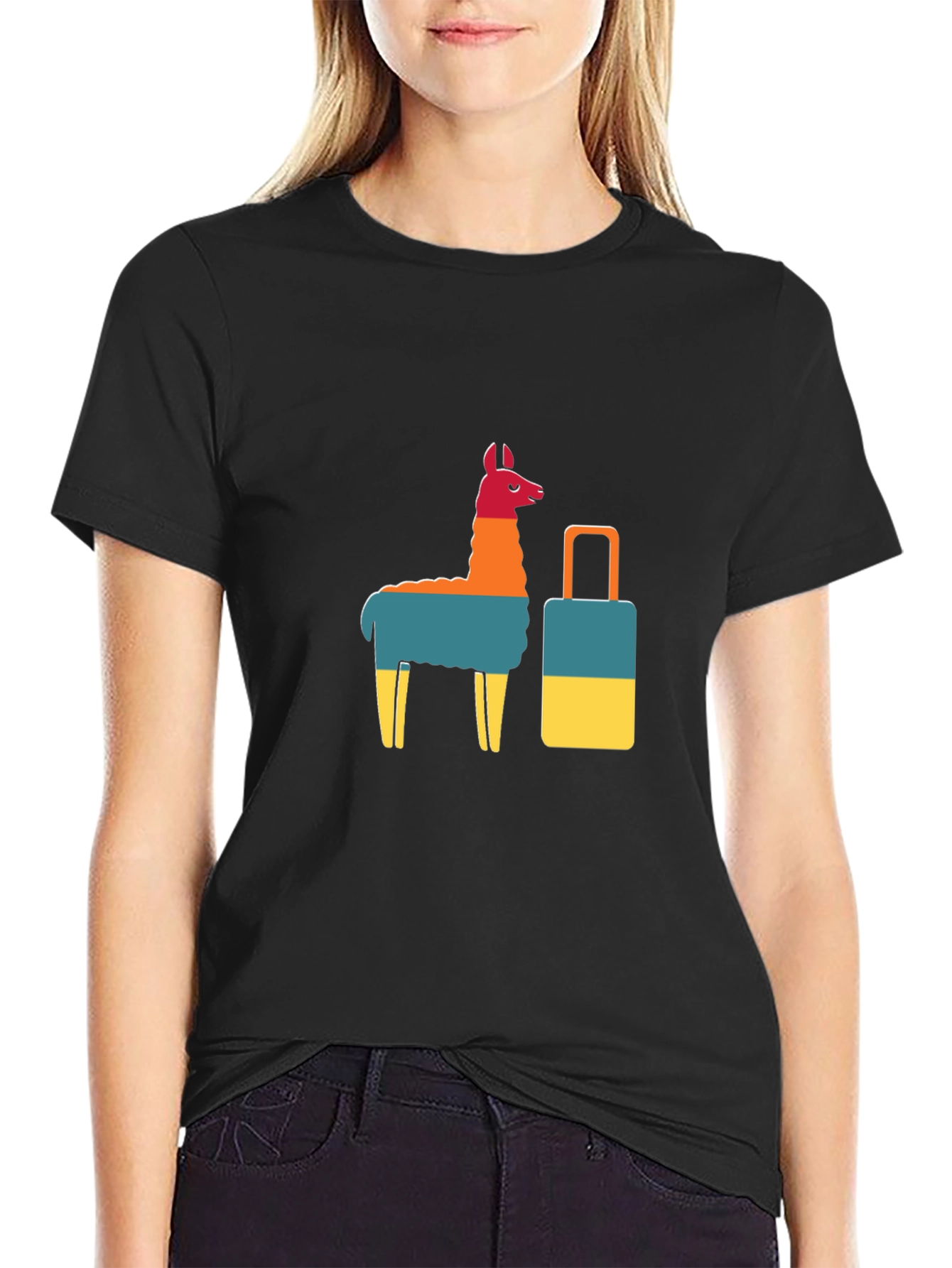 Llama & Suitcase Graphic Tee - Travel Ready!