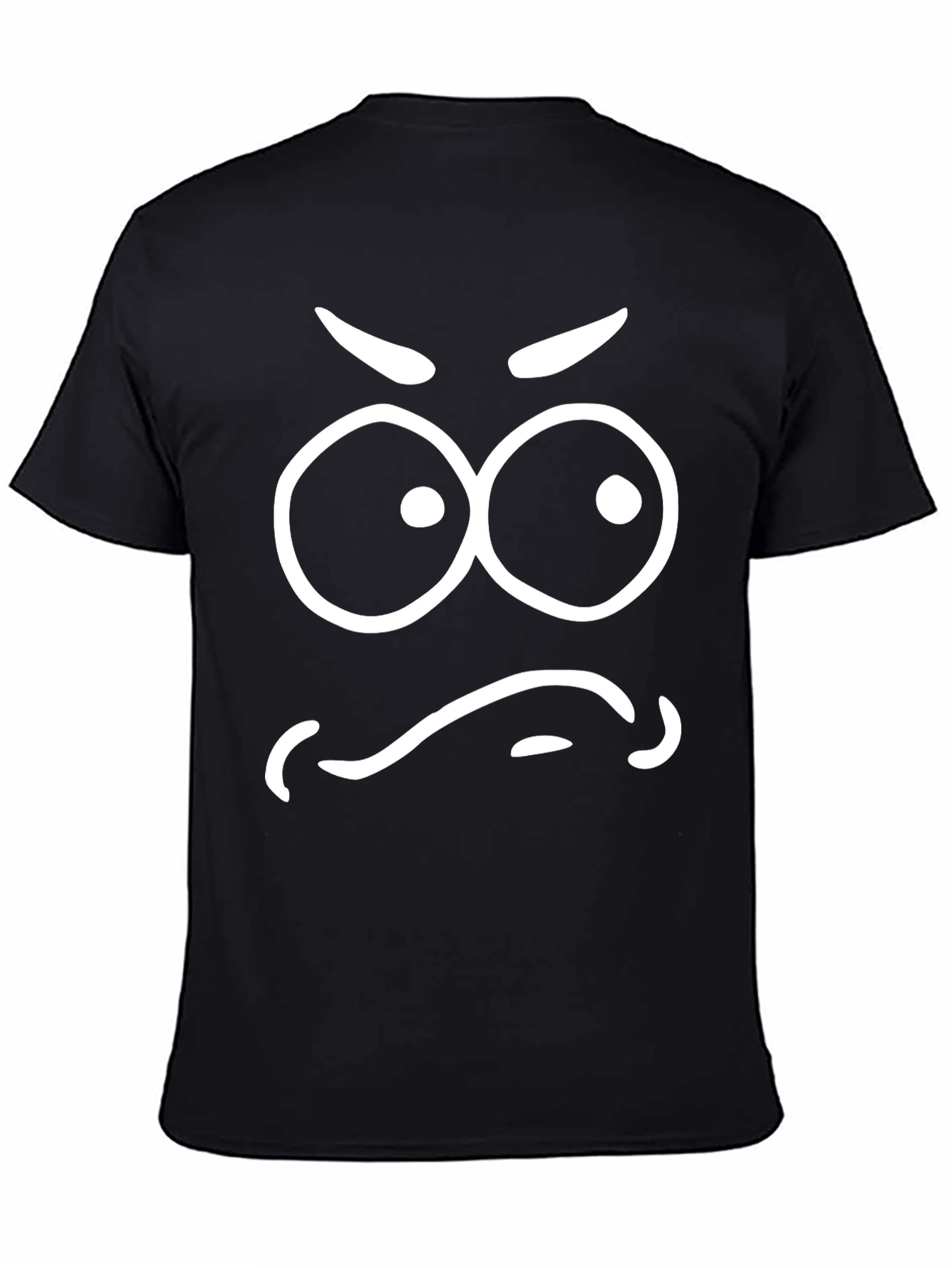 Grumpy Face Graphic T-Shirt - Black Cotton Tee