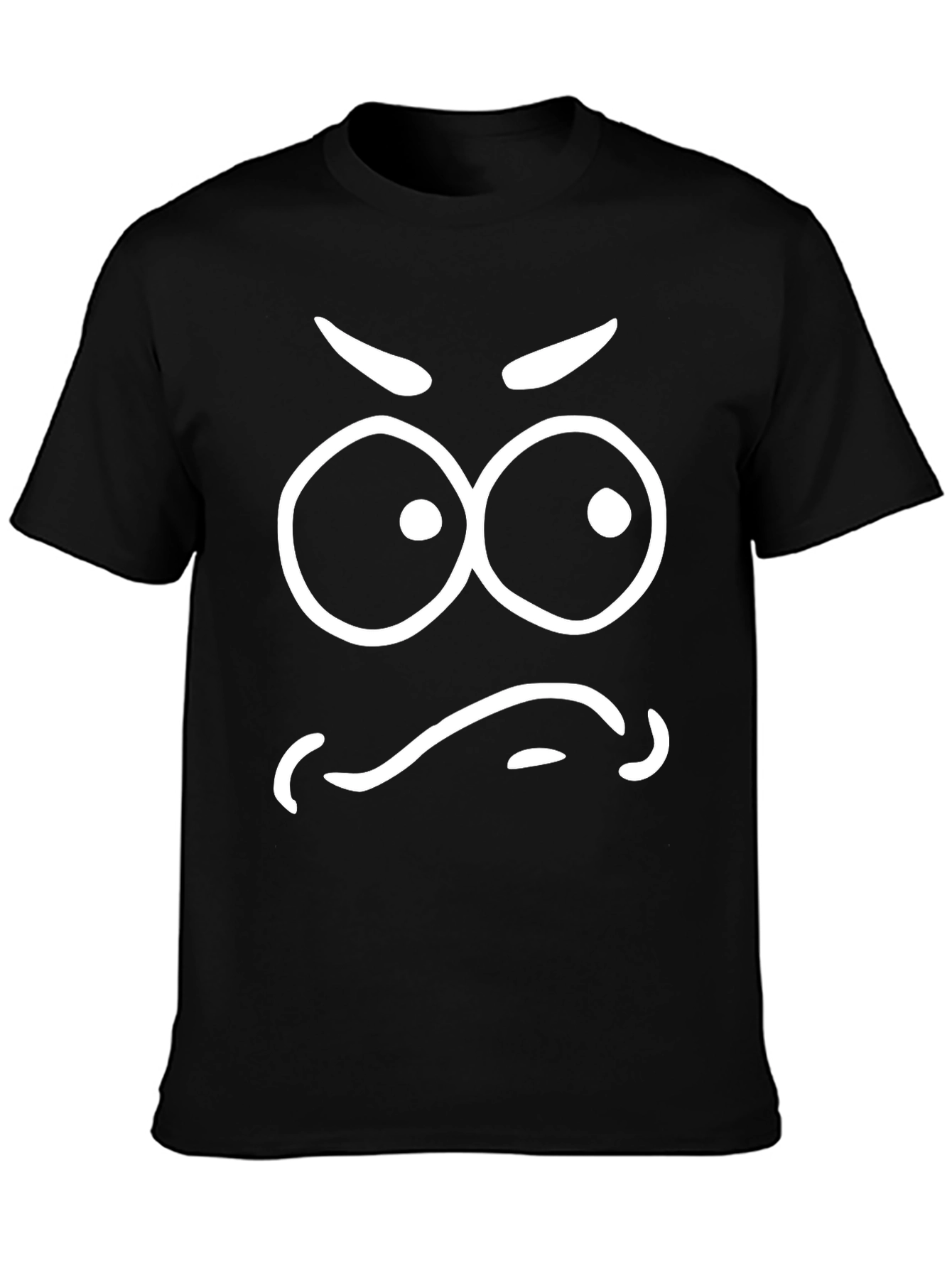 Grumpy Face Graphic T-Shirt - Black Cotton Tee