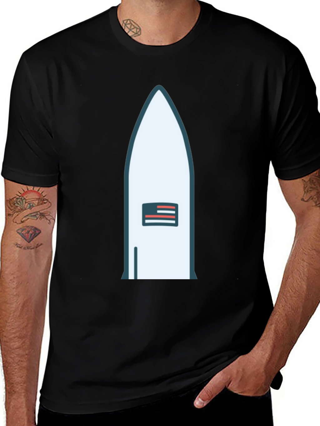 Rocket USA Flag Graphic Tee - Black