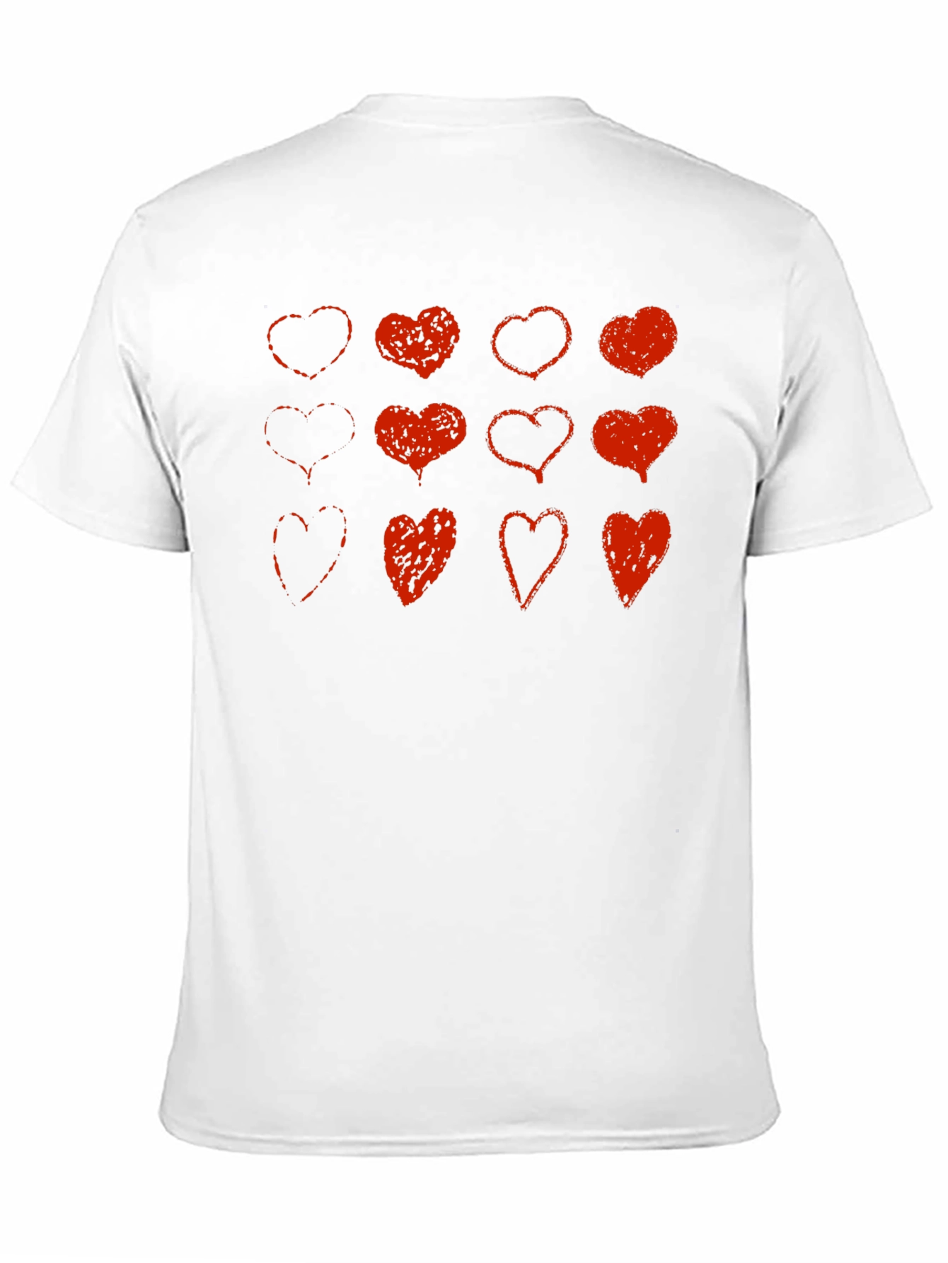 Red Heart Print Black T-Shirt