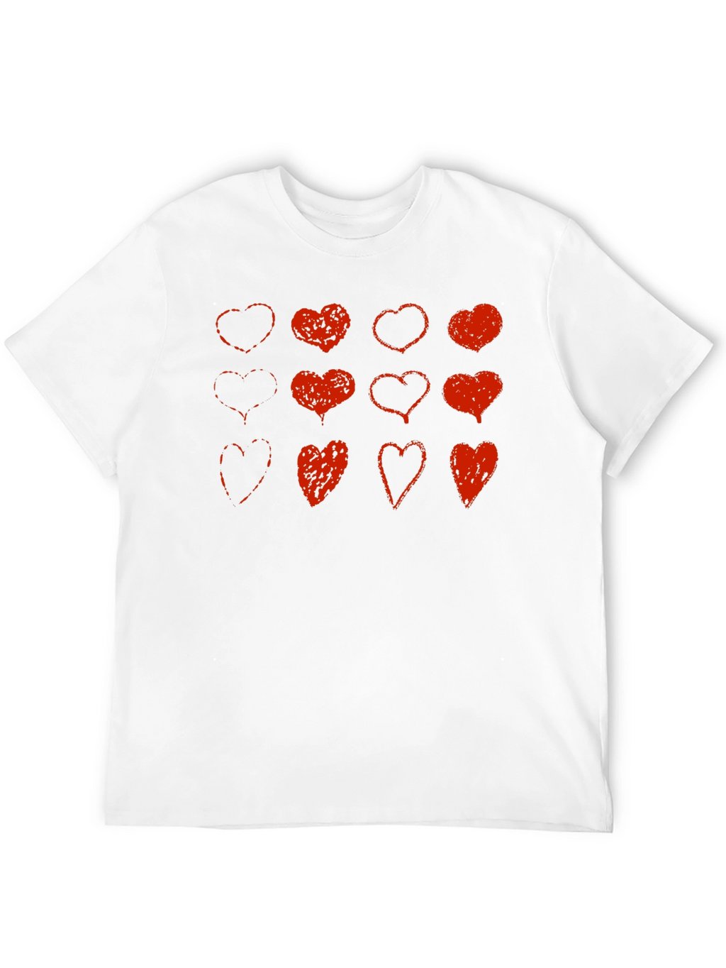 Red Heart Print Black T-Shirt